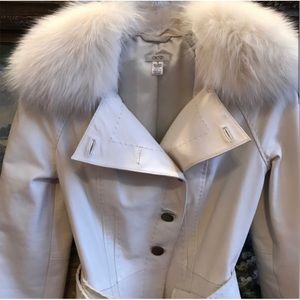 “CACHE” 2 in 1  Leather/Silver Fox Fur Jacket